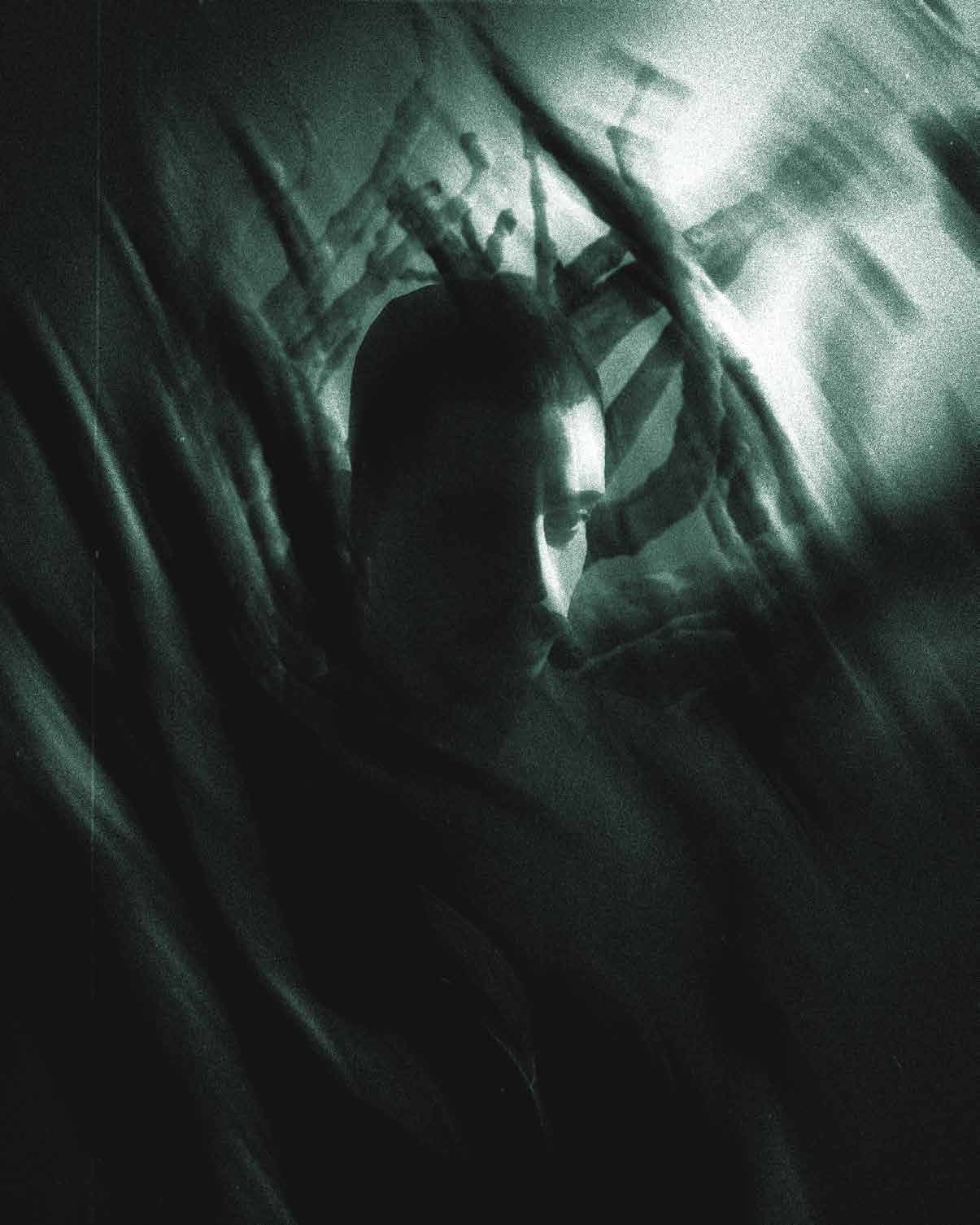 Portrait of Abdessamad Baddis, shot through folded translucent material